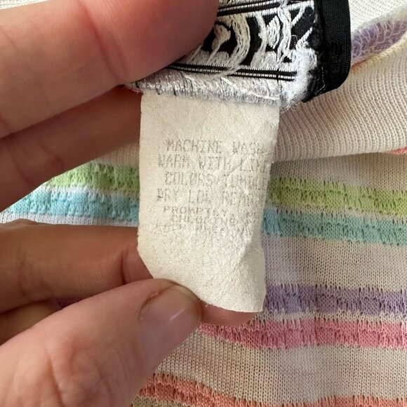 Vintage Kicks Women's Pastel Rainbow Striped Cotton Lightweight Sweatshirt - Picture 6 of 8